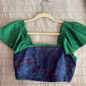 Rachel Zoe Green and Blue Women's Top Size Small